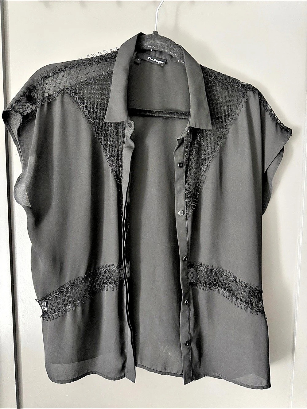 The Kooples Black Lace Detail Blouse Size 2